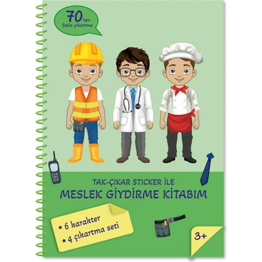 Oksijen Oyuncak Bitmeyen  Tükenmeyen Meslekler Temalı Tak Çıkar Sticker Boyama Kitabı Eğlenerek