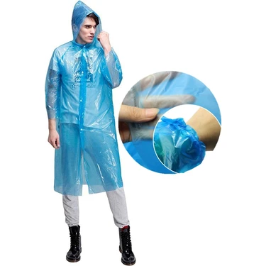 Unisex Yağmurluk Kapüşonlu Gevşek Basit Uzun Kollu Tek Kullanımlık Olmayan Yağmurluk Şeffaf Ince