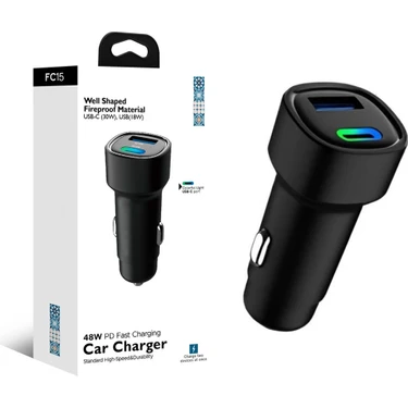 48W Pd Süper Hızlı Şarj Araç Içi Çakmaklık Şarj Aleti 1x Type-C 30W Pd 1x Usb3.0