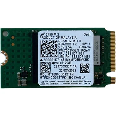 Micron 2450 M.2 2242 MTFDKCD512TFK 512GB Pcıe GEN4X4 Nvme Fiyatı