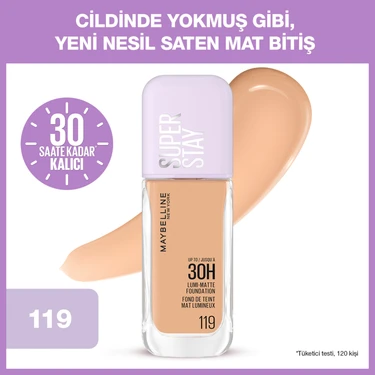Maybelline New York 119 Super Stay Lumi Matte Fondöten Pürüzsüz Bitiriş ve 30 Saat