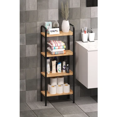 Egemev Banyo Düzenleyici Mutfak Rafı Banyo Dolabı Çok Amaçlı Dolap 4 Katlı Metal Mutfak