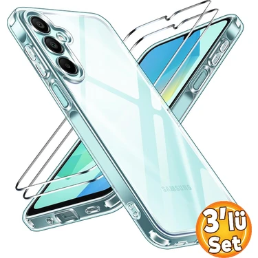 Etiget Samsung Galaxy A16 Şeffaf Silikon Kılıf + 2 Adet Cam Ekran Koruyucu