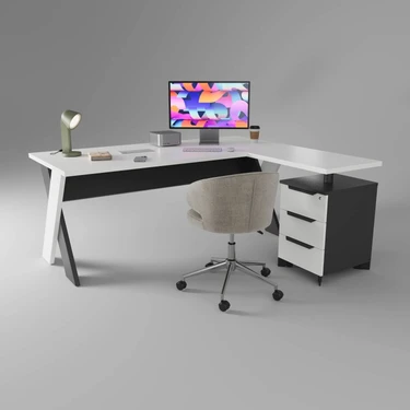 Çağın Ofis Mobilyaları Omix Kesonlu L Çalışma Masası 140  cm  (Lake
