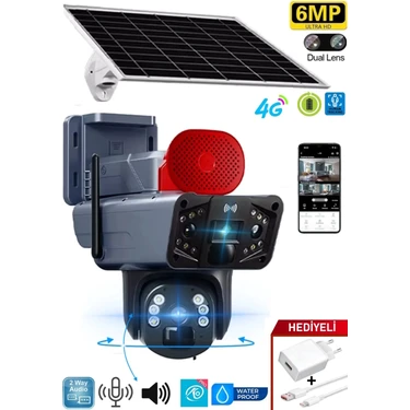 Ventus 47AI 6mp Dual Lens 4g Güneş Enerjili Hareketli Sesli Görüşme Gece Görüşlü Akıllı Kamera Şarj