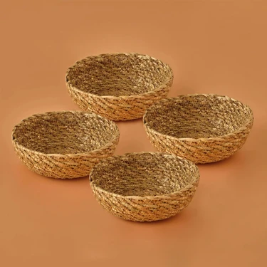 Bella Maison Carmen Hasır Sepet 4'lü Naturel (10/15 x 4  cm
