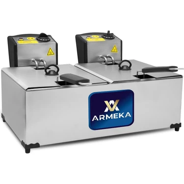 3+3 Litre Çift Hazneli Elektrikli Kapaklı Fritöz Inox Sanayi