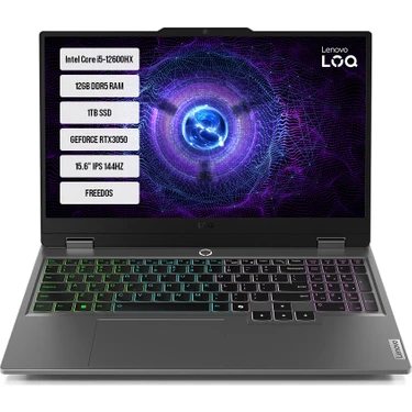 Lenovo Loq 15IAX9 83GS00PCTR Intel Core I5-12600HX 12GB Ddr5 1tb SSD RTX3050-6GB 95W 15.6" IPS