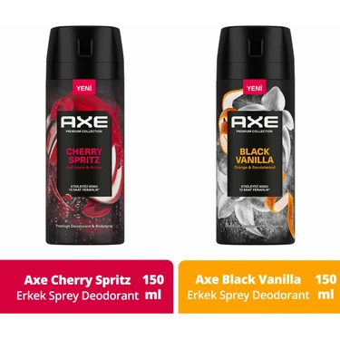 Axe Premium Collection Erkek Sprey Deodorant Cherry Spritz 150 ml + Black Vanilla 150