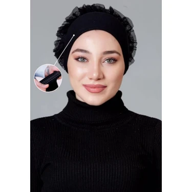Lavender Dikişsiz Silikonlu Kaymaz Fırfırlı Bone