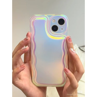 Paladyum Case Apple iPhone 13 Uyumlu Zigzaglı Dalgalı Hologram Puf