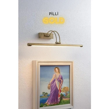 Pilli Gold Flüt Aplik Duvar Tablo Aydınlatma Ayna Üstü Aydınlatma