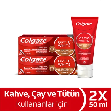 Colgate Optic White Kahve, Çay ve Tütün Kullanıcıları Için Diş Macunu 2 x 50