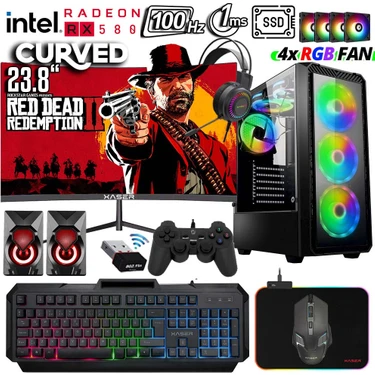 Xaser XSR364 I7 4790 3.60 GHz 16GB Ram 512GB SSD 8gb RX580 24" 100Hz Curved Oyuncu Masaüstü