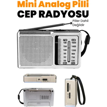 Aksesuarcı Analog Pilli Mini Radyo Am Fm Taşınabilir Seyahat Kamp Deprem Acil Retro Vintage Antenli