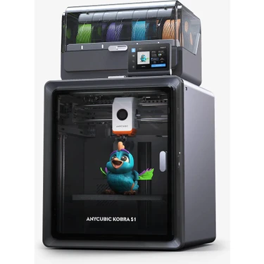 Anycubic Kobra S1 Combo 3D Yazıcı Siyah Renkli Filament Desteği ile Ultra Hızlı
