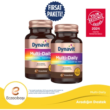 Dynavit Multi-Daily 30 Kapsül - 2'li Avantaj Paketi - Koenzim Q10, Rhodiola, Multivitamin ve