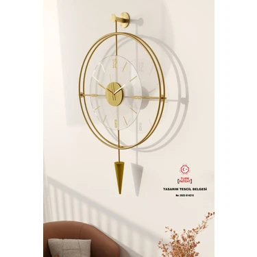 MetaQuartz Aksesuar(Büyük Boy - 50*90 cm)- Şeffaf Camlı Laclock Konik Serisi Gold - Modern