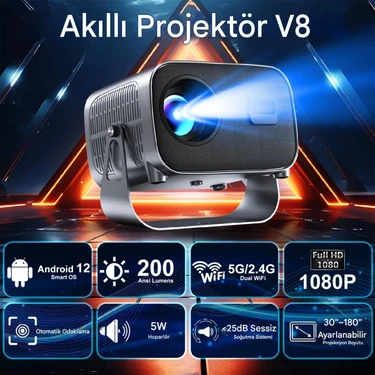 JHY V8 220 W Güçlü Taşınabilir Android 12 Projektör 180 Fiyatı