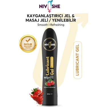 Nivoshe Premium Kayganlaştırıcıı Jel Lubricant Gel (Çilek - Yenilebilir) Masaj Jeli Massage Gel 125