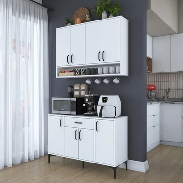 3Dプレミアム1.6L専用ページ Rani JE205 Kahve Köşesi Çok Amaçlı Dolap 8 Kapaklı 1 Fiyatı