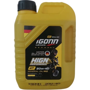 Igonn 4t 20W40 1 Litre Dört Zamanlı Motosiklet Yağı (Üretim Yılı: