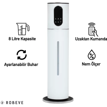 Robeve Robeve Rbh-05 Hava Nemlendirici Buhar Makinesi 8 Litre Hava Nemlendirici Buhar Makinesi