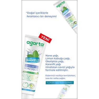 Agarta Doğal Florürsüz Yoğun Naneli Diş Macunu 100 ml Bitkisel Özelliklerle Ferah Nefes