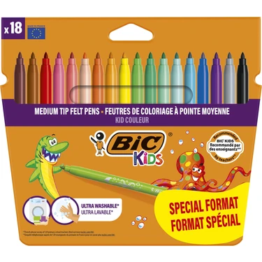 BIC Kids Couleur (Ultra Yıkanabilir) Keçeli Boya Kalemi 14+4