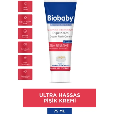 Biobaby Pişik Kremi %40 Çinko 75 gr Ultra Hassas Organik Kır Iğdesi Yağı Ve Zeytinyağı