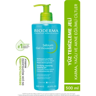 Bioderma Sebium Foaming Gel Karma, Yağlı Ve Akneye Eğilimli Ciltler Için Yüz Temizleme Jeli 500