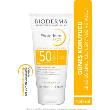 Photoderm SPOT SPF50+ Leke Karşıtı, Glabridin İçeren Yüksek Korumalı Yüz ve Vücut Güneş Kremi 150