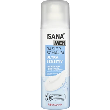 Isana Men Tıraş Köpüğü 300 ml Aloe Vera Kokusuz Hassas Ciltler için Ultra Sensitiv Tahriş
