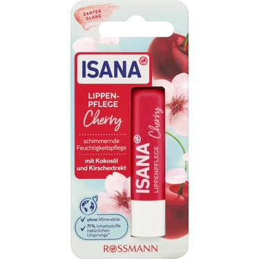 Isana Vişne Dudak Bakım Kremi Nemlendirici Etkiyle 4.8 Gr Vegan ve Dermatolojik Olarak