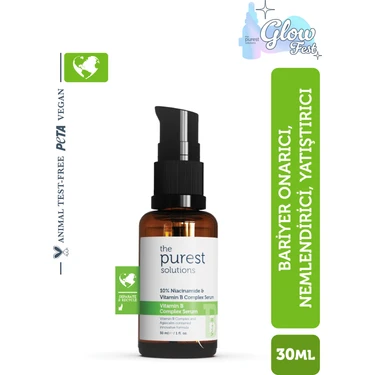 The Purest Solutions, Yenileyici ve Yatıştırıcı B Vitamini Cilt Bakım Serumu 30 Ml (%10 Niacinamide