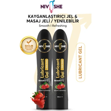 Nivoshe Premium Kayganlaştırıcıı Jel Lubricant Gel (Çilek - Yenilebilir) Masaj Jeli Massage Gel 125