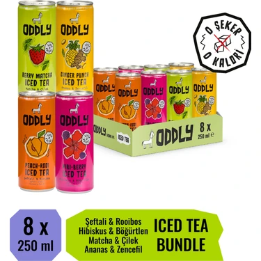 ODDLY Saçma İyi Soğuk Çay Dörtlüsü (Peach-Rooi, Hibi-Berry, Ginger-Punch, Berry- Matcha) Kutu 250