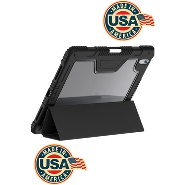 Raptic Apple iPad 10.9 2022 10.nesil Kılıf Raptic Xdoria Armor Serisi Airbagli Katlanabilir Standlı