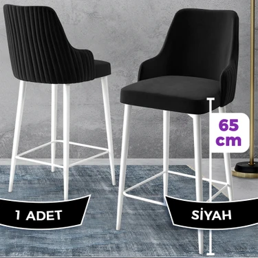 Canisa Concept Tera Serisi, Mutfak Bar Sandalyesi,  Babyface Kumaş, Beyaz Metal Ayak, 1 Adet