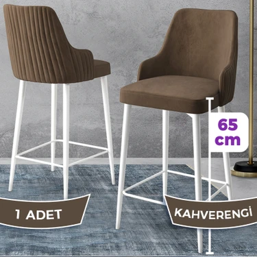 Canisa Concept Tera Serisi, Mutfak Bar Sandalyesi,  Babyface Kumaş, Beyaz Metal Ayak, 1 Adet