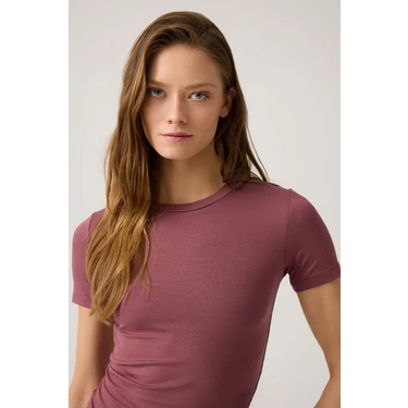 Los Ojos x Melodi Bordo Bedene Oturan Tişört Short