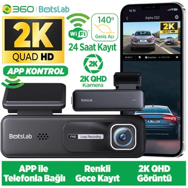 360 Derece 360 Dash Cam G500h Botslab 360+ G300H Full HD Araç