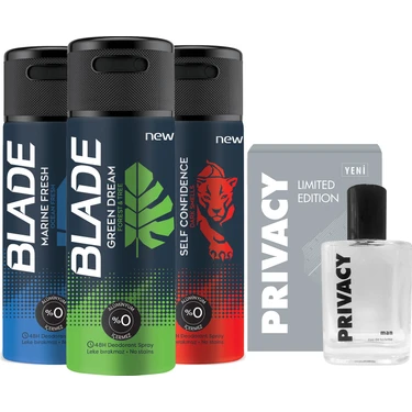 Blade Green Dream Marinefresh Self Confidence Erkek Deodorant 3x150 ml - Privacy Men Limited Edt 50