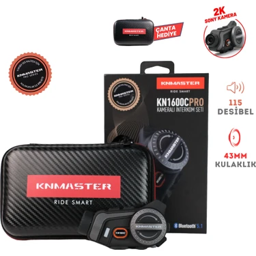 Knmaster KN1600C PRO Kameralı Motosiklet Bluetooth Intercom Kulaklık