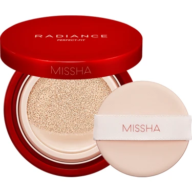 MISSHA Mat Bitişli ve Kalıcı Cushion Fondöten Radiance Perfect Fit Cushion Foundation No19 Ivory