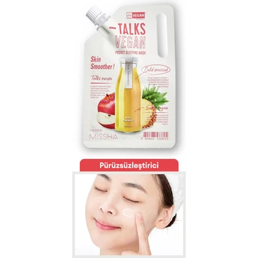 MISSHA Pürüzsüzleştirici Vegan Uyku Maskesi 10g Talks Vegan Squeeze Pocket Sleeping Mask (Skin