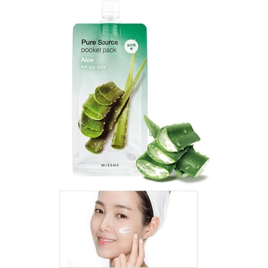 MISSHA Aloe Vera Özlü Yoğun Nemlendirici Uyku Maskesi Pure Source Pocket Pack