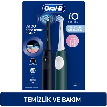 Oral-B iO 2 Şarjlı Diş Fırçası Seti 2'li – Gece Siyahı /