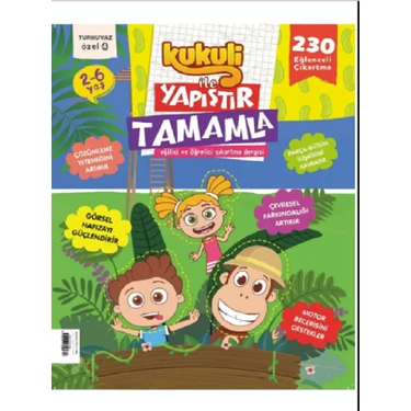 Turkuvaz Kukuli ile Yapıştır Tamamla 4 Eğitici Çocuk Dergisi 2024 Ciltli 26