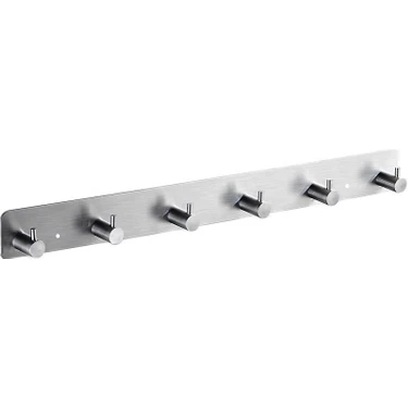 Delta Home Paslanmaz Çelik 6 Topuzlu Askılık - Inox - Vidalı